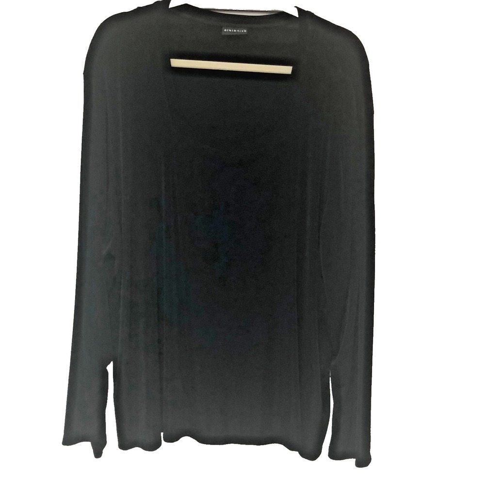 Citiknits Womens 3X 4X ‎ Black Knit Top  EZ Care  Slinky Jersey Square Neck